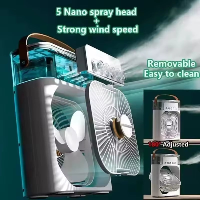 New 3-In-1 Fan, Air Conditioner, Mini Home Air Cooler, LED Night Light, Portable Humidifier, Air Conditioning Fan, Office and Ho