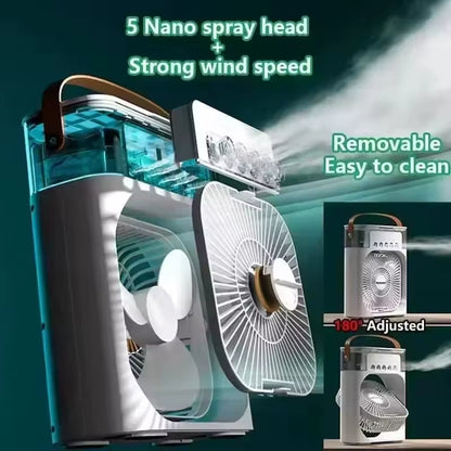 New 3-In-1 Fan, Air Conditioner, Mini Home Air Cooler, LED Night Light, Portable Humidifier, Air Conditioning Fan, Office and Ho